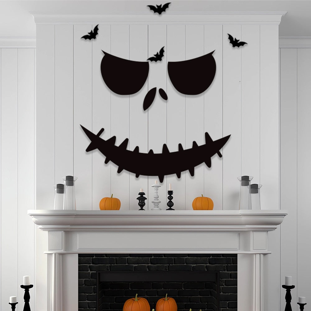 Black Halloween Decoration Skeleton Hand Pumpkin Door Sticker Ghost Party Decoration Trick Or Teat Happy Halloween Day Decor