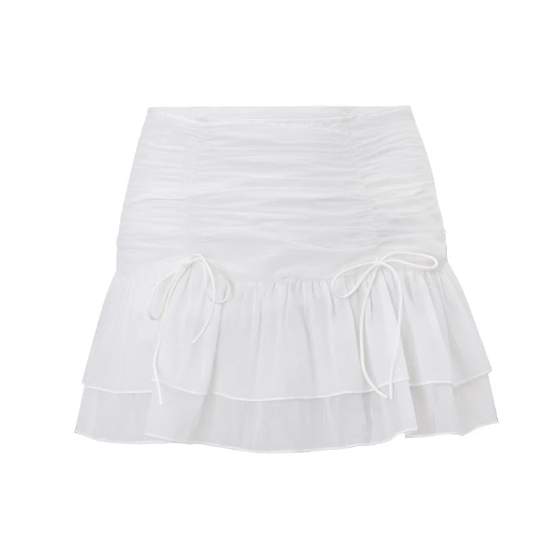 OKLULU  -  Sexy Skirt Mesh Perspective Pleated Mini Skirt Waist Casual Mini Dresses Street Nightclub Summer Women's Short Skirt