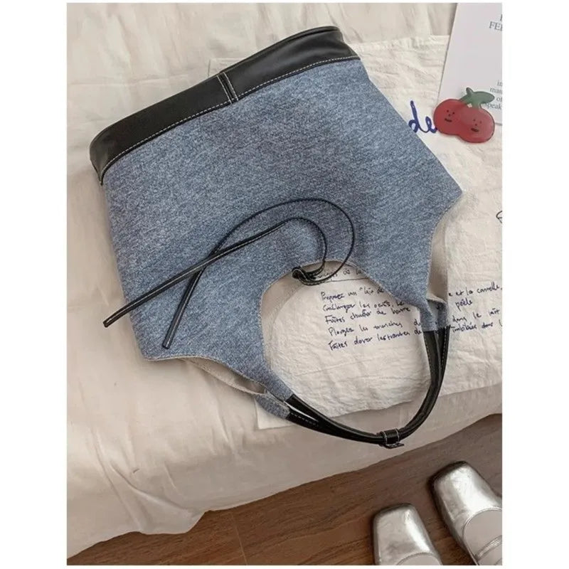 OKLULU  -  Retro Denim Canvas Bag Purse Women 2024 Hot Girls Bow Casual Underarm Shoulder Bag Ladies New Vintage Y2k Handbag Chic