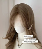 OKLULU  -  Light Brown Wig for Women Long Wavy Hair Synthetic Wig for Daily Life Cosplay Lolita Heat Resistant Headband Wigs