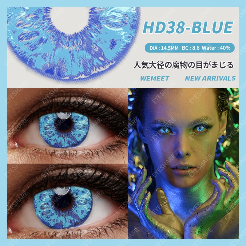 Blue Color Contact Lenses for Eyes Cosplay Yearly Makeup Halloween Beauty Color Contact Lenses Free Shipping