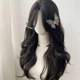 OKLULU  -  Black Wig for Women Natural Center Parting Eight Bangs Long Curly Hair Natural Hair Cosplay Wig for Daily Use  Lolita  가발