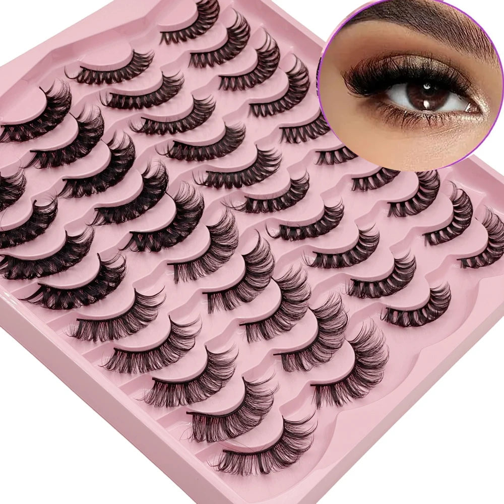 Oklulu 20 pairs Dramatic Volume 3D Faux False Eyelashes for Natural Looking Eyelash Extensions and Makeup