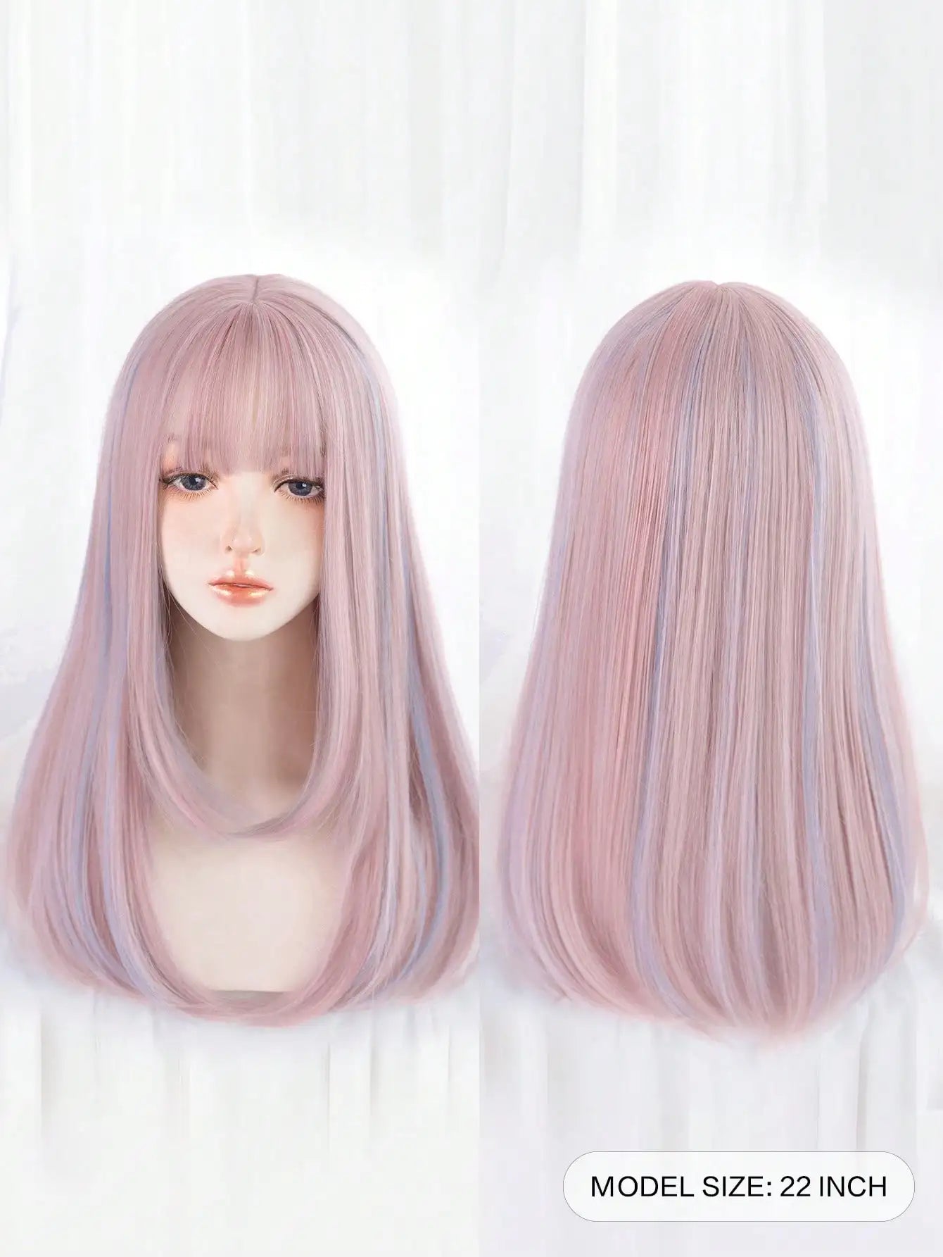 OKLULU  -  Synthetic Long Straight Hair Extension in Pink-purple Tone with Highlight Daily Wear Applicable for A Natural and Realistic Look