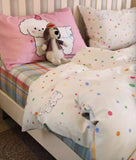 OKLULU  -  Cute cartoon dog polka dot colorful bedding set 1.2 1.5 1.8,twin full queen cotton home textile bed sheet pillowcase duvet cover