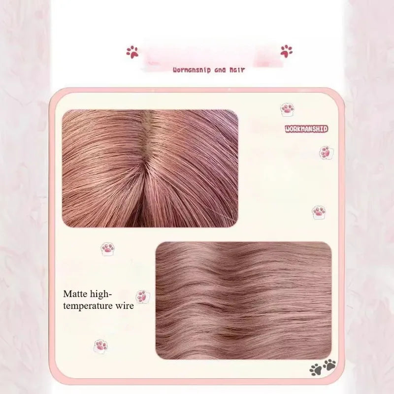 OKLULU  -  Wigs Long Body Wave grey and Pink Cosplay Heat Resistant Synthetic Wig Middle Part Natural daily use Lolita Wigs For Women 가발