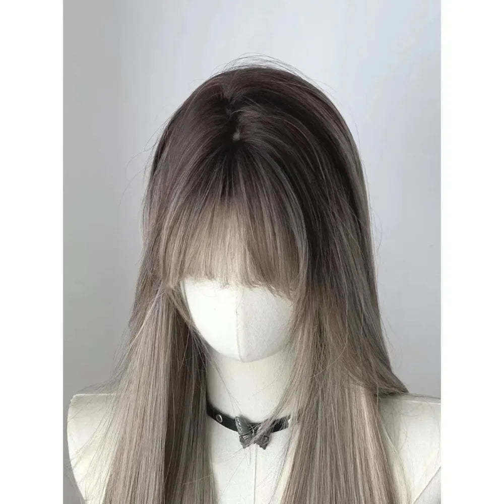 OKLULU  -  EMO Wigs Ombre Long Straight Hair Asian Gradient Picking European and American Style Headband Wig for Daily Use Cosplay  가발