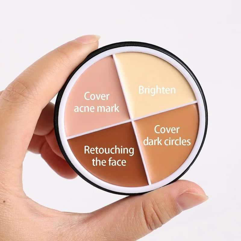 Oklulu 4 Colors Concealer Makeup Palette Waterproof Moisturizing Coverage Dark Circle Face Contour Bronzer Foundation Cream Cosmetic