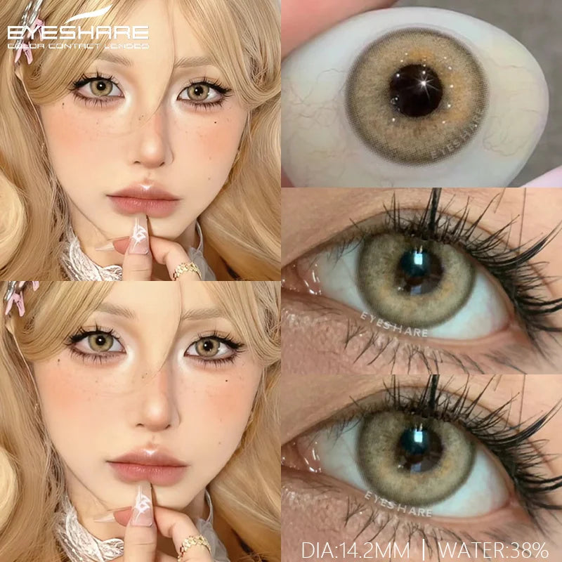 OKLULU  -   1Pair New Colored Contact Lenses for Eyes Brown Lenses Green Eye Lenses Gray Pupils Yearly Cosmetic Eye Contact Lens