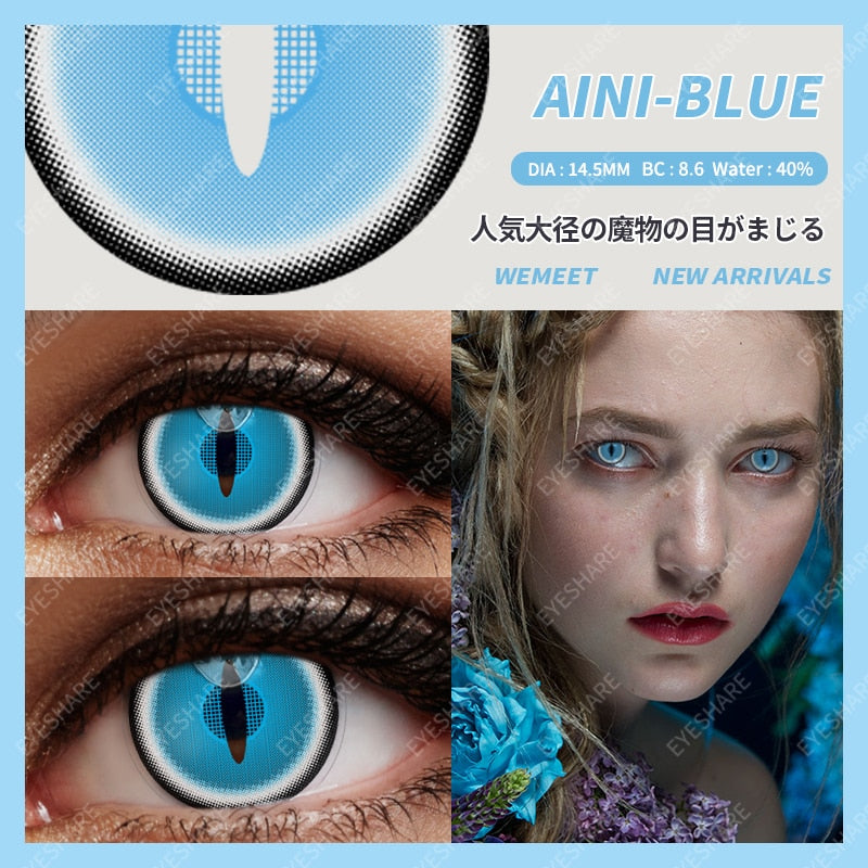 Blue Color Contact Lenses for Eyes Cosplay Yearly Makeup Halloween Beauty Color Contact Lenses Free Shipping