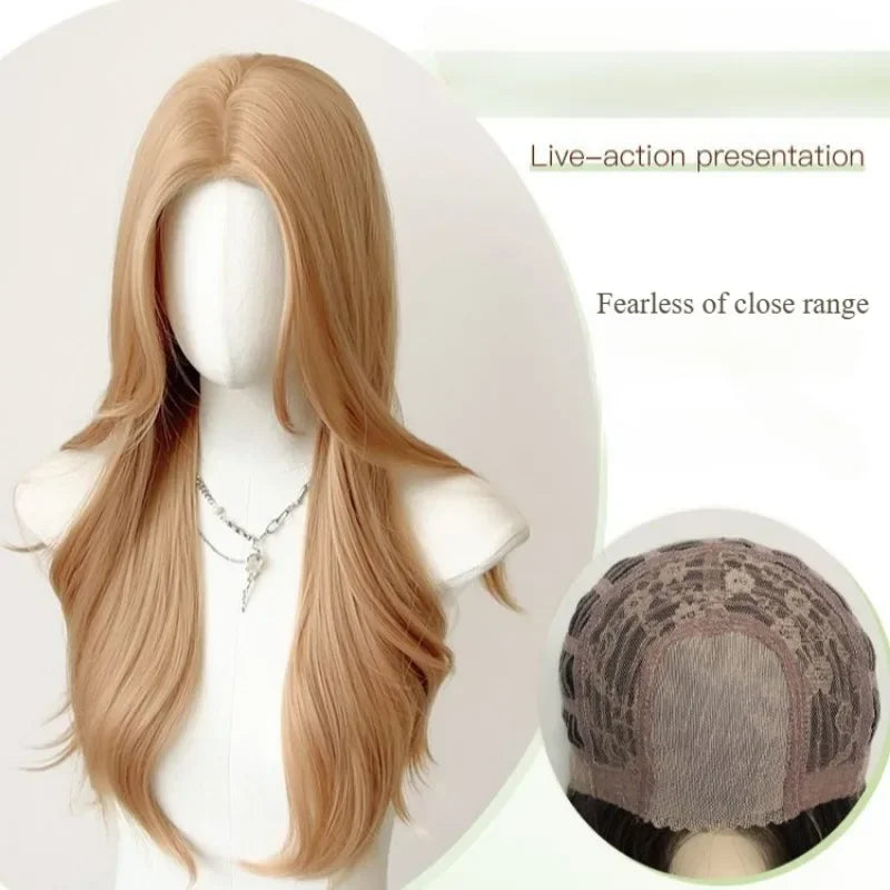 OKLULU  -  blonde Synthetic Hair Wigs Long Wavy Natural Hair Wigs for Women Natural Wave Cosplay Party Daily Use Lolita Wig Heat Resistant