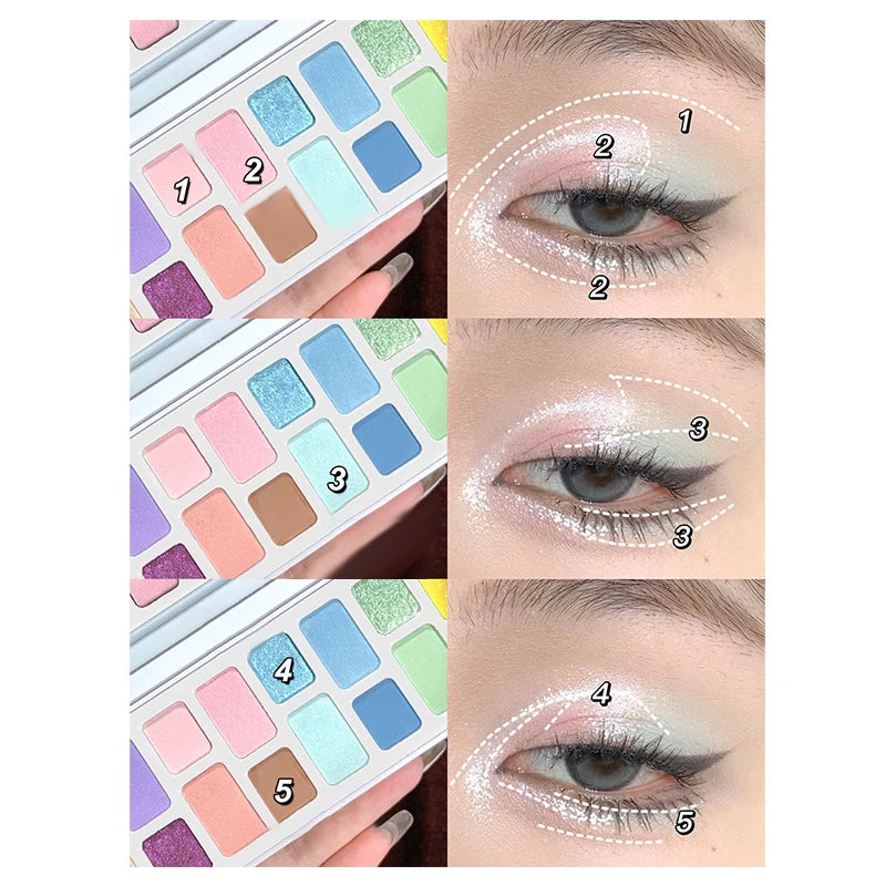 Oklulu 16 Colors Eye Shadow Tray Colorful Eyeshadow Blush Glitter Matte High Quality Long Lasting Professional Makeup Korean Cosmetics