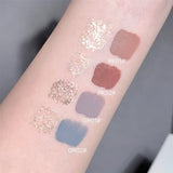 Oklulu  Glitter Sequins Liquid Eyeshadow Low-saturation Blue Matte Shimmer Double Head Eye Shadow Waterproof Brightening Eye Makeup