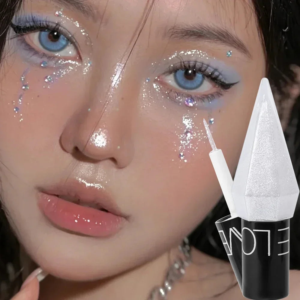 OKLULU  -  Pearlescent Diamond Gold Liquid Eyeshadow Eyeliner Stick Waterproof Glitter Sequins Rose Gold White Eyeliner Pen Korean Makeup