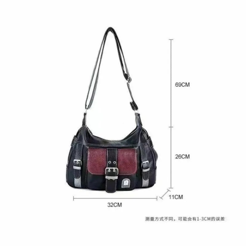 OKLULU  -  Y2K Vintage Crossbody Bag Women's Tote High Quality PU Leather Shoulder Bag Hip Hop Messenger Bag Female Large Handbag Commuter