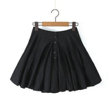 Oklulu Women Open Buttons High Waist Asymmetrical A-lined Ruched Mini Umbrella Skirt Girl Skater Skirts