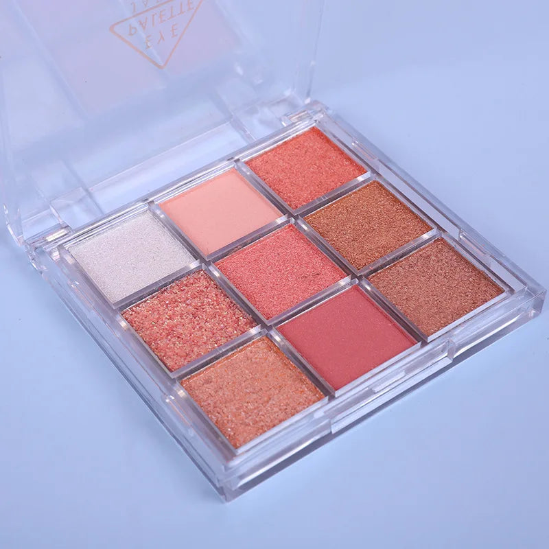 OKLULU  -  Snow Sequin 9-Color Eye Shadow Palette Glitter Snowflake Diamond Pink Eye Shadow Korean Charming Contour Eyes Make Up Palette