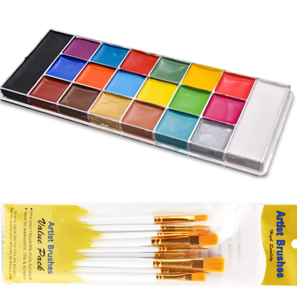 20 Colors Face Painting Oil Safe Kids Flash Tattoo Painting eye Art Make up Party Makeup Fancy Dress Beauty Palette