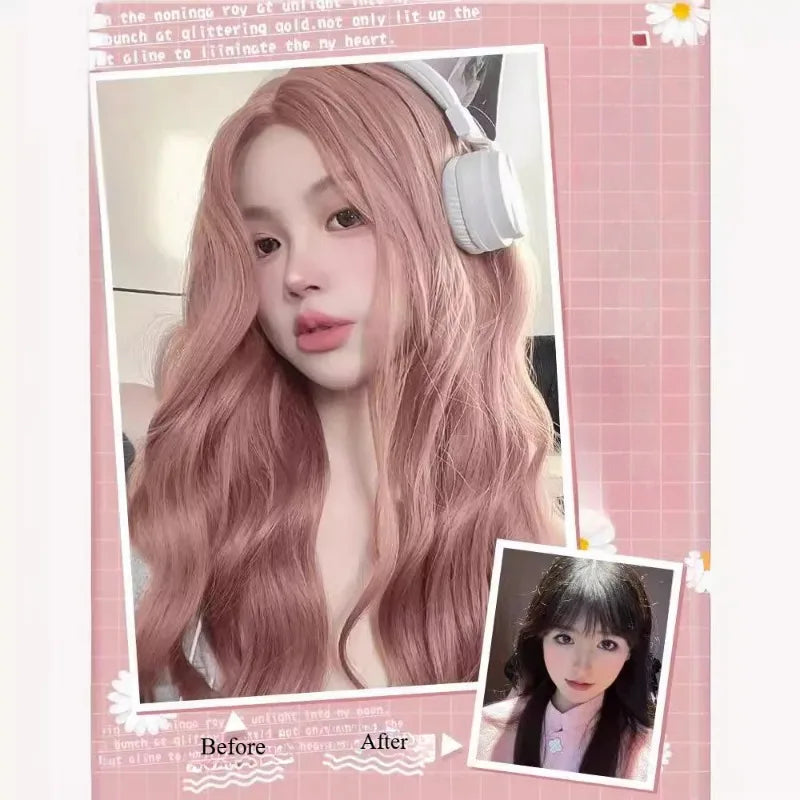 OKLULU  -  Wigs Long Body Wave grey and Pink Cosplay Heat Resistant Synthetic Wig Middle Part Natural daily use Lolita Wigs For Women 가발