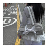 OKLULU  -  Retro Grey Shoulder Bags Purse Women New Hot Girls Pocket Chic Casual Y2k Handbag Female Harajuku Underarm Bag Aesthetic