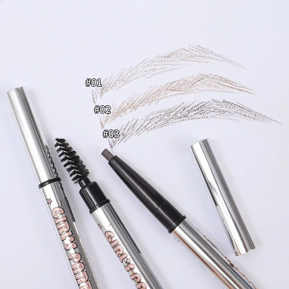 OKLULU  -  Waterproof Rotatable Coffee Brown Gray Eyebrow Pencil Lasting No Blooming Smooth Matte Double Head Eyebrow Tattoo Pen Makeup