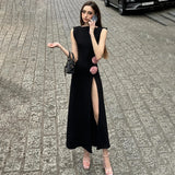 OKLULU  -   Sexy Y2K Sleeveless Dress Summer Cut Sticker Slim Fit Split Dresses Elegant Women's Dresses For Party  Women's