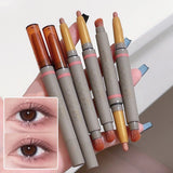 OKLULU  -  Double Ended Silky Matte Eye Shadow Stick Rose Brown Glitter Nude Eyeshadow Pen With Eye Shadow Halo Dye Brush 2 in 1