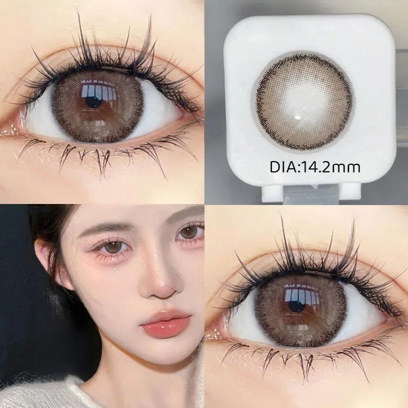 OKLULU  1Pair Natural Contact Lenses Brown Lens Large Diameter Korean Lenses Colored with Graduated Contact Lens Beauty Pupil