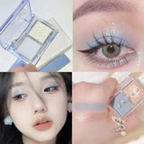 Oklulu Milk Blue Eye Shadow Plate Matte Pearlescent Two-tone Pink Eye Pigment Long Lasting Earth Color Eyeshadow Plate Makeup Cosmetic