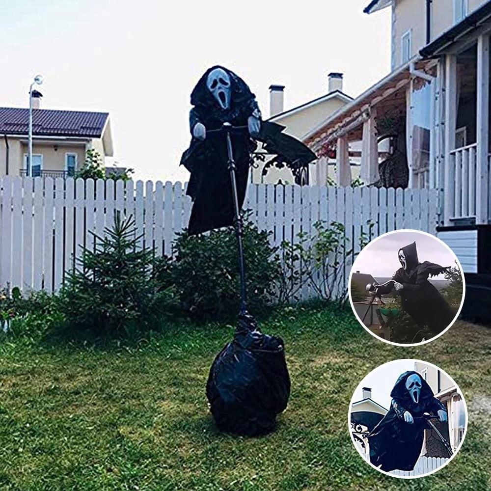 Garden Ghostface Scarecrow Halloween Decor Outside Hanging Scary Ghost Scarecrow Decorations Creative Courtyard Bird Repeller