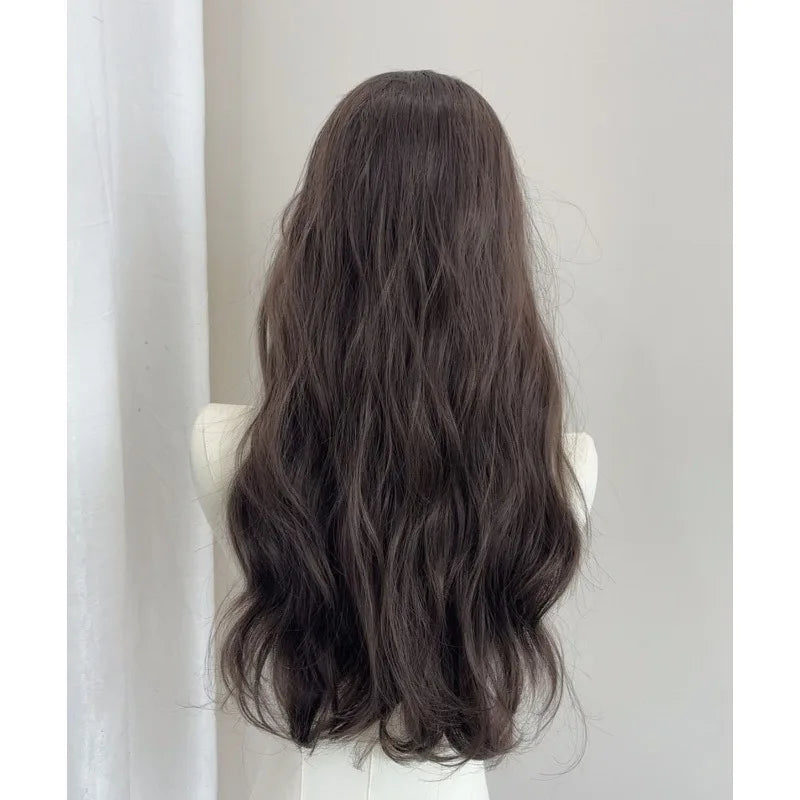 OKLULU  -  Black wigs Long Body Wave Wig for Women daily party Cosplay Lolita Natural Hair Heat Resistant Synthetic Wig Headband 가발