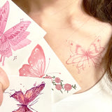 Oklulu  Self Adhesive Temporary Sticker Tattoo Flower and Butterflies Colorful Body Art Tattoos Waterproof Fake Colorful Arm Body Tattoo