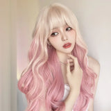 OKLULU  -  Lolita Wig Distinctly Blonde Cosplay Wig with Bangs  Synthetic Wig Braided Wigs for Women Human Hair