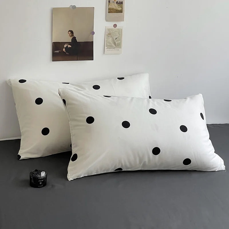 OKLULU Simple Style Bed Linen Set Skin-friendly Bedsheet Set Pillowcase Brushed Bedclothes Single/Full/Queen/King Size Bedding Set