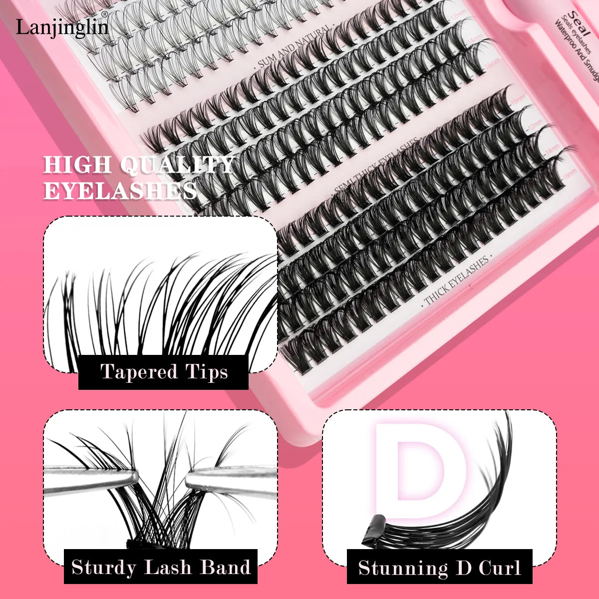 OKLULU  -  High Quality DIY Mix Clusters Kit Lash Clusters With Strong Hold Lash Bond And Seal And Eyelash Tweezers Lash Cluster Kit