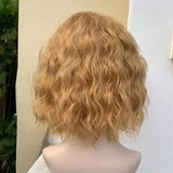 OKLULU  -  Curly wigs With Air Bangs Women's Short Bob Golden brown Curly Shoulder Length Bob Synthetic Cosplay Wig for women daily party