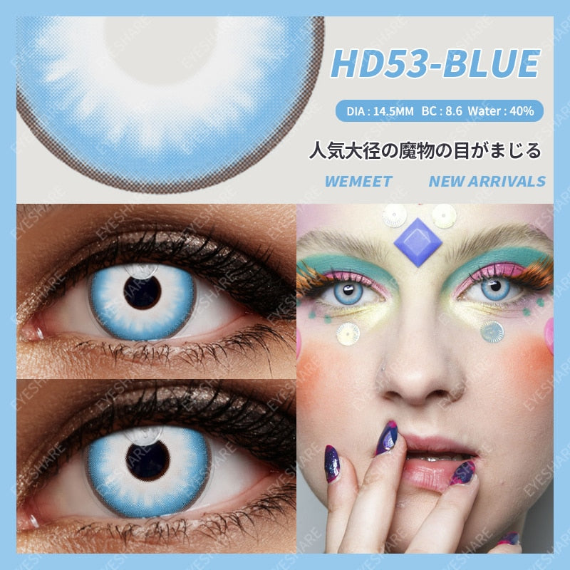 Blue Color Contact Lenses for Eyes Cosplay Yearly Makeup Halloween Beauty Color Contact Lenses Free Shipping