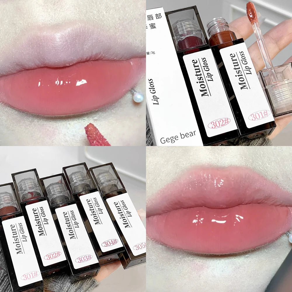 Oklulu Water Light Nude Brown Lip Gloss Mirror Jelly Liquid Lipstick Lasting Moisturize Glossy Red Pink Lip Tint Makeup Korean Cosmetic