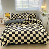 Oklulu Plaid Style Bedding Set Skin-friendly Quilt Cover Pillowcase Bedsheet Home Bed Linen Sets Single/Full/Queen/King Size Bedclothes