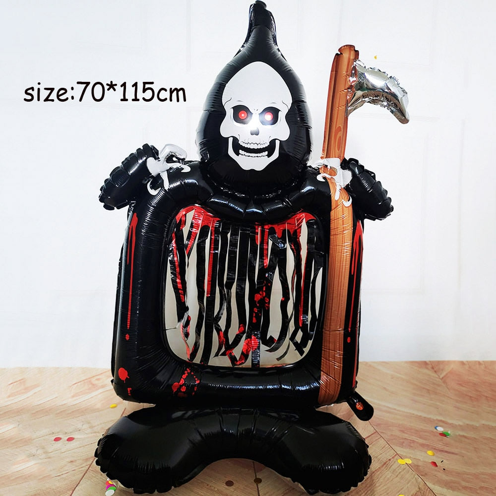 Huge Standing Halloween Pumpkin Ghost Balloons Witch Bat Spider Foil Ballon Inflatable Kids Toys Globos Halloween Party Supplies