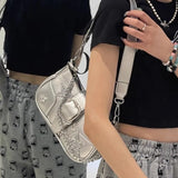 OKLULU  -  Harajuku Silver Underarm Bag Women Hot Girls Star Chain Leather Y2k Shoulder Bags Ladies Sweet Cool Handbag Aesthetic