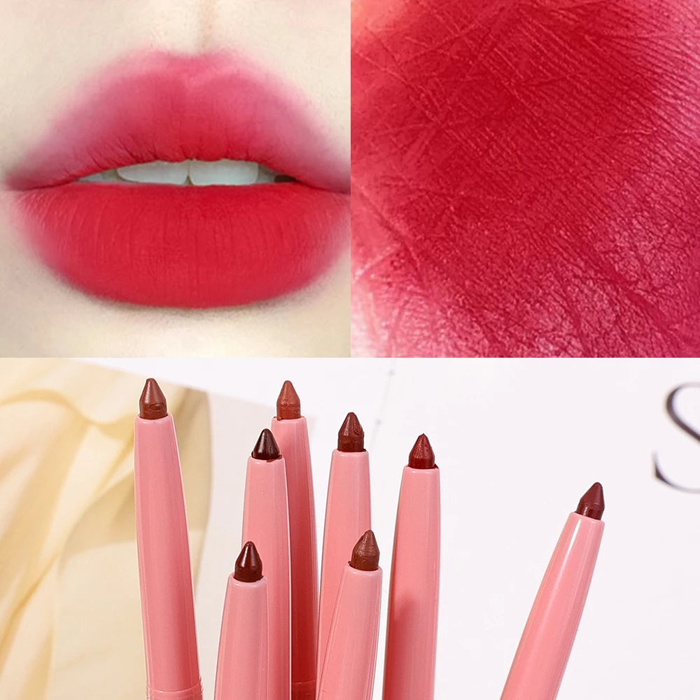 Oklulu Lip Liner Pen Milk Matte Smooth Waterproof Lasting Lip Stick Pencil Velvet 3D Moisturising Lips Makeup Red Contour Tint Lipstick