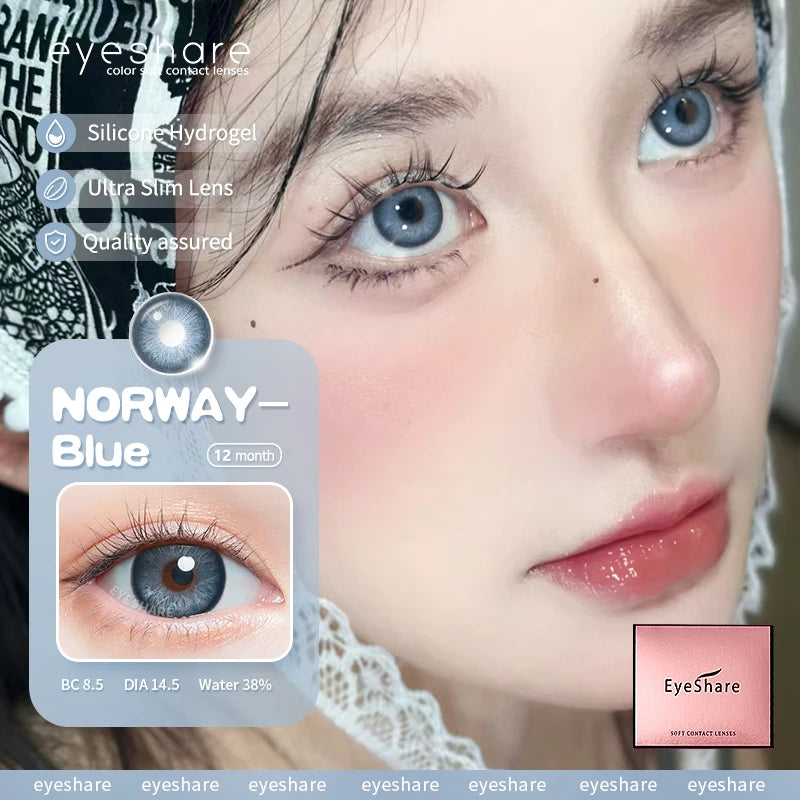 OKLULU  -  Colored Contact Lenses for Eyes Natural Eye Lenses Fashion Contact Green Lenses Blue Eye Lenses Gray Pupils 1pair/2pcs