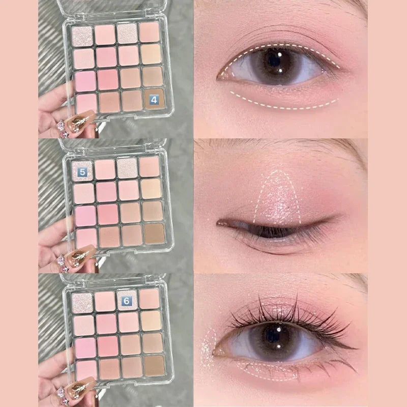 Oklulu 16 Colors Matte Eyeshadow New Square Eyeshadow Palette Matte Pearl Sequins Blush Eyeshadow Brighten Complexion