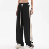 Oklulu  Striped Joggers Sweatpants Bf Hip Hop Women High Waist Wide Leg Sports Pants Street wear Drawstring Baggy Straight Trousers