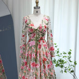 Luxury Embroidery Long Evening Dresses  Garden Floral Vintage Formal Prom Dress for Women Wedding Party