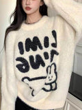 Oklulu Y2K Sweater Women Sweet Rabbit Knitted Pullover Female Autumn Winter Long Sleeve Knitwear Top Ladies Oversize Fashion Jumpers