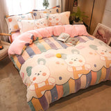 1pc Winter Duvet Cover Cartoon Flannel Warm Comforter Cover Double Size Bed Cover for Kids dekbedovertrek 240x220