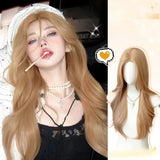 OKLULU  -  blonde Synthetic Hair Wigs Long Wavy Natural Hair Wigs for Women Natural Wave Cosplay Party Daily Use Lolita Wig Heat Resistant