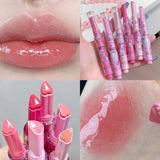 Oklulu Glitter Mirror Solid Lip Gloss Non-stick Cup Water Light Jelly Lip Tint Heart-shaped Moisturizing Lipstick Lips Makeup Cosmetic